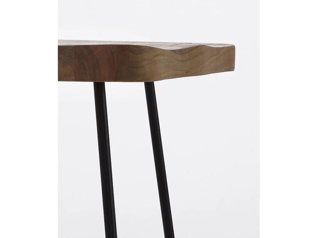 Kruk van acaciahout met zwarte metalen poten
