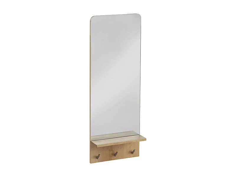 Miroir porte-manteau vertical en bois de bouleau naturel