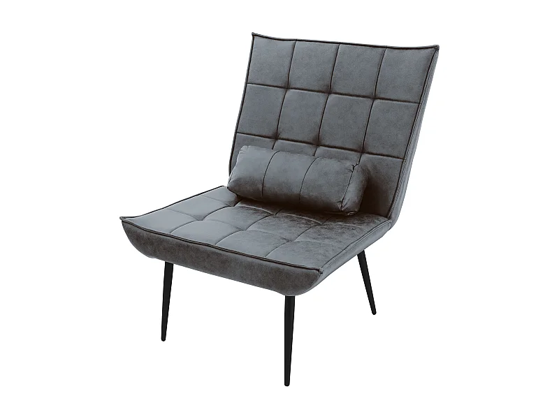 Fauteuil lounge anthracite avec coussin lombaire chaise rembourré rétro pieds métalliques noirs canapé d'accentuation individuel de relax ergonomique