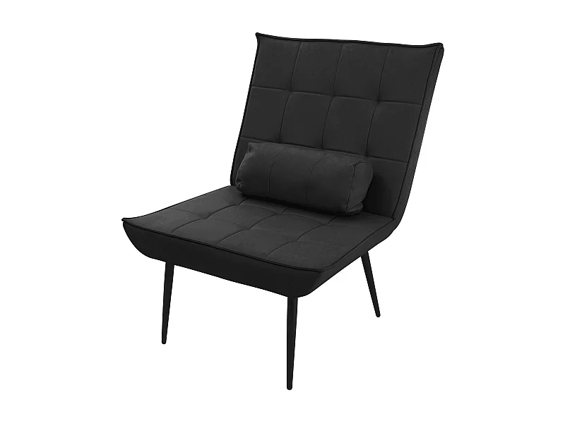 Fauteuil lounge noir avec coussin lombaire chaise rembourré design rétro pieds métalliques canapé d'accentuation individuel de relax ergonomique