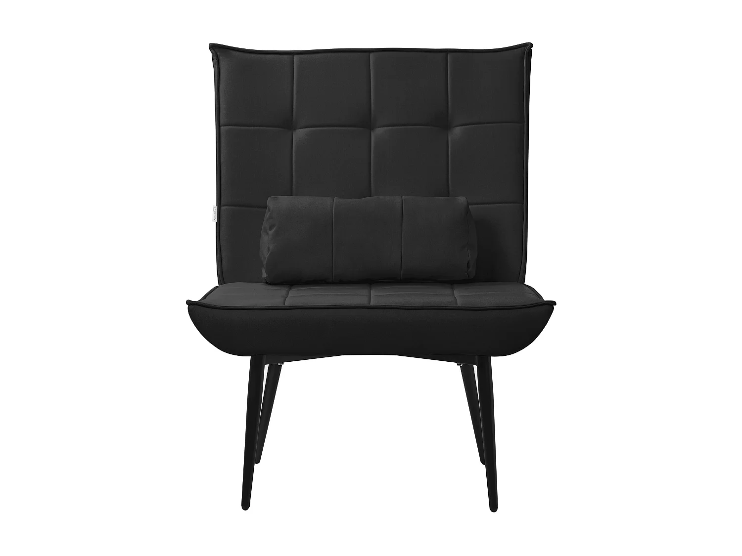 Fauteuil lounge noir avec coussin lombaire chaise rembourré design rétro pieds métalliques canapé d'accentuation individuel de relax ergonomique