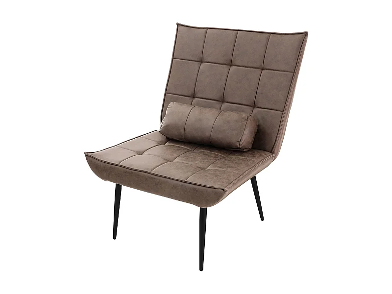 ML-Design Poltroncina da salotto marrone con schienale ergonomico sedia imbottita vintage poltrona relax con gambe in metallo nero per soggiorno
