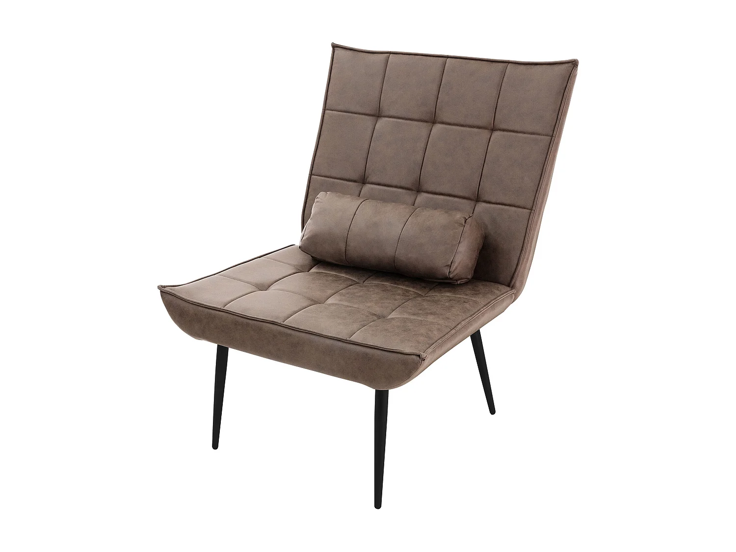 ML-Design Poltroncina da salotto marrone con schienale ergonomico sedia imbottita vintage poltrona relax con gambe in metallo nero per soggiorno