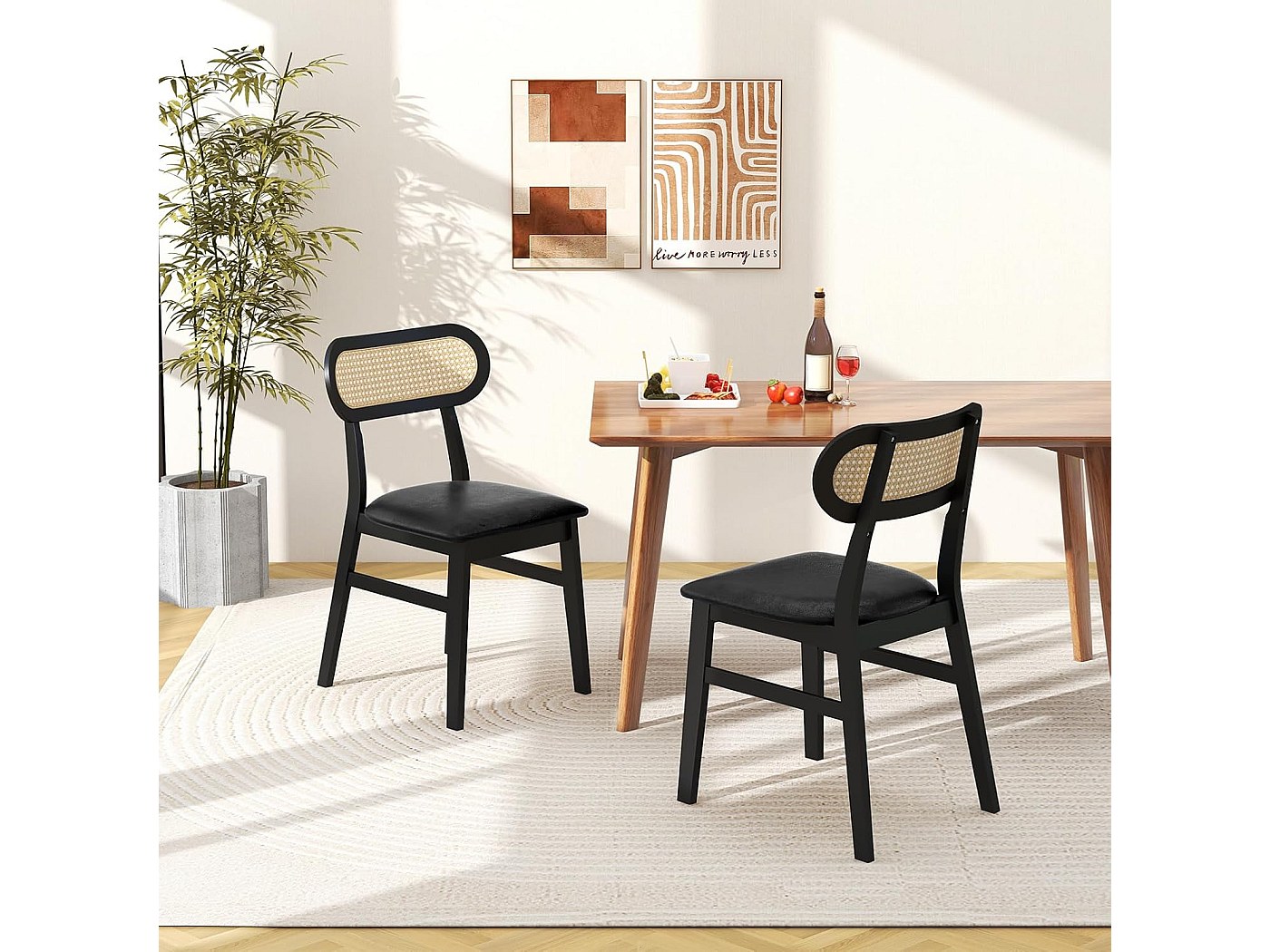 Chaise Salle a Manger Lot de 2, Chaise Salle a Manger Bois d'Hévéa