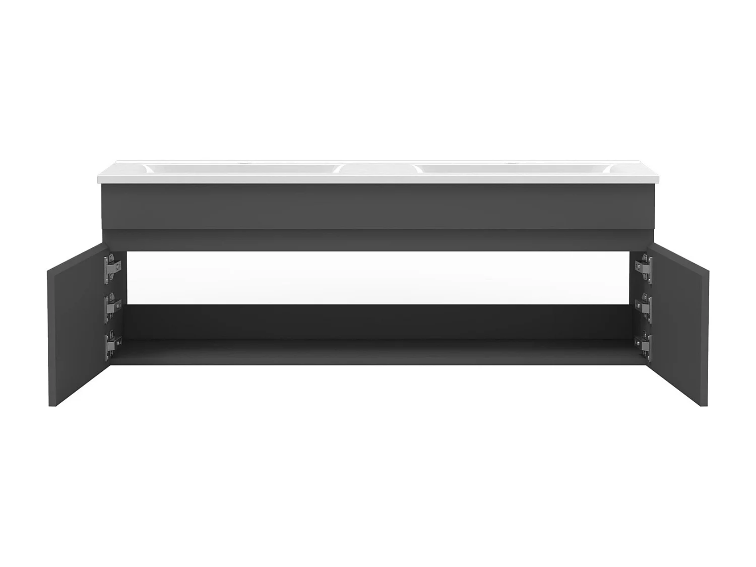 AICA Ensemble meuble Salle de Bain 120cm Anthracite avec double vasque et Led miroir dimmable avec 3 couleurs+Bluetooth+3X grossissement