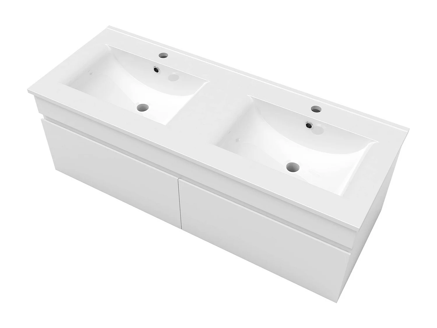 AICA Ensemble meuble Salle de Bain 120cm blanc avec 2 colonnes, double vasque et Led miroir dimmable avec 3 couleurs, Bluetooth et 3X grossissement.