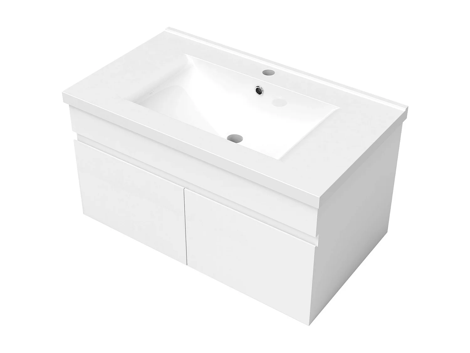 AICA Ensemble meuble Salle de Bain 80cm blanc avec simple vasque et Led miroir dimmable avec 3 couleurs+Bluetooth+3X grossissement