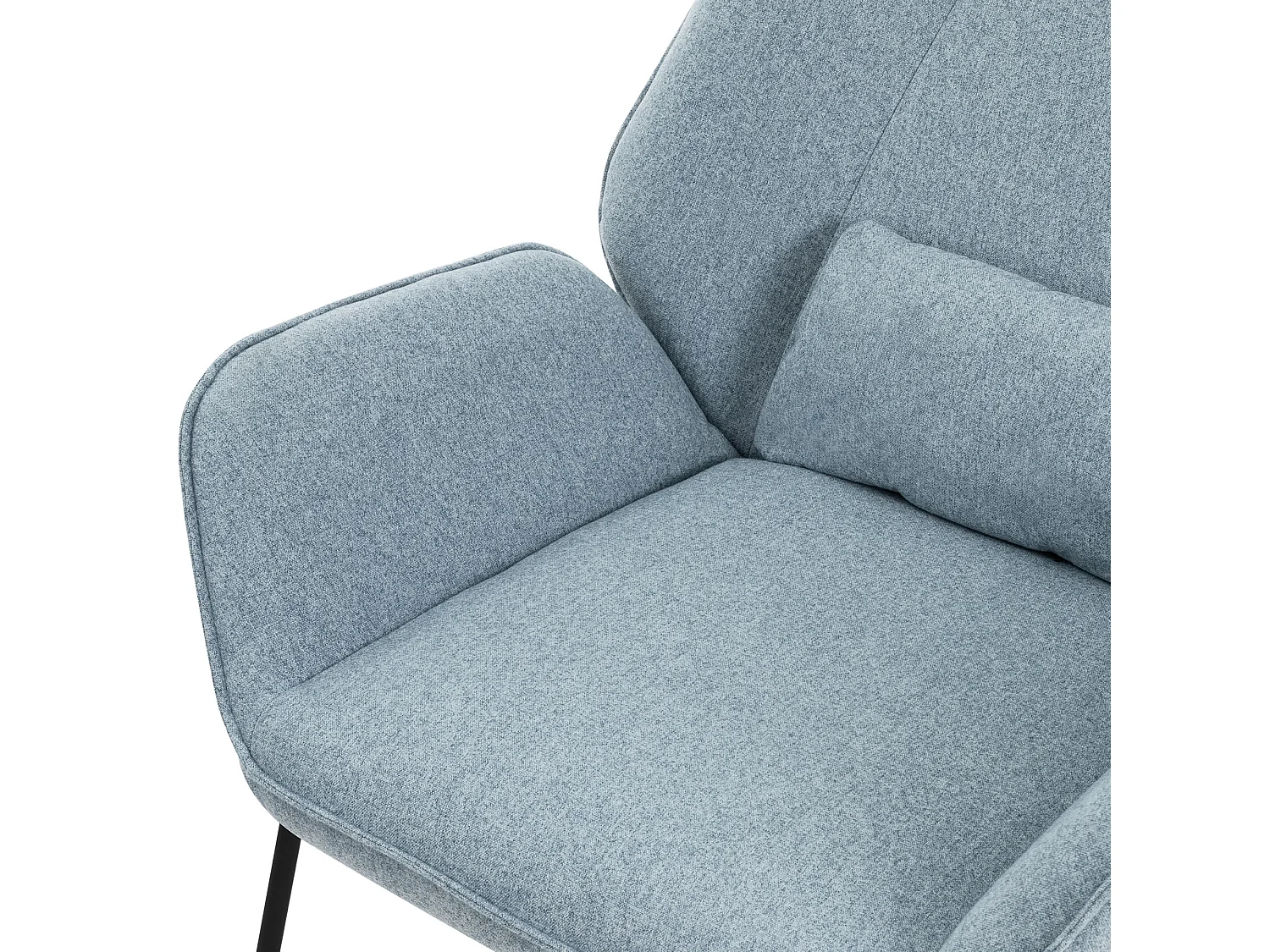 ML-Design Fauteuil lounge bleu, Fauteuil relax avec revêtement en lin et pieds métalliques noirs moderne
