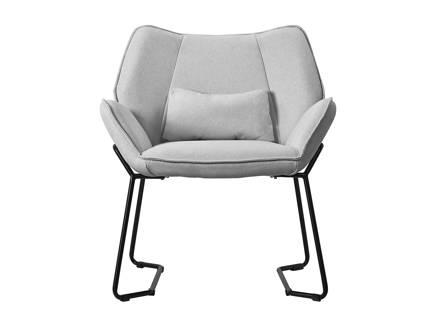 ML-Design Sillón de salón gris claro, Sillón de salón con tapicería de lino, pies de metal negro