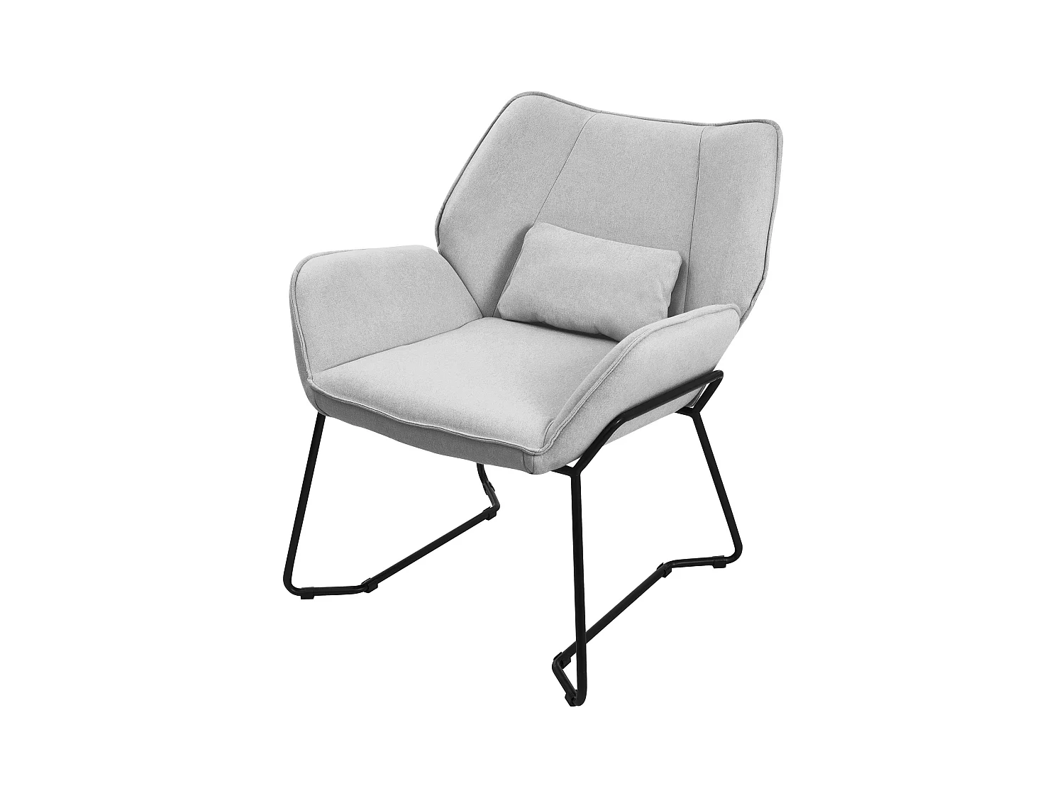 ML-Design fauteuil lounge gris clair, fauteuil de relaxation avec revêtement en lin et pieds métalliques noirs