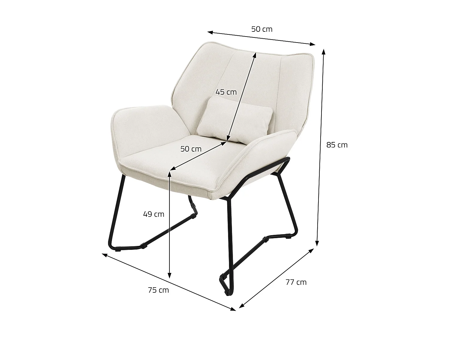 ML-Design Poltrona Lounge Beige Sedia Reclinabile con Rivestimento in Lino e Gambe in Metallo Nero Poltroncina da Salotto  Poltrona Ergonomica