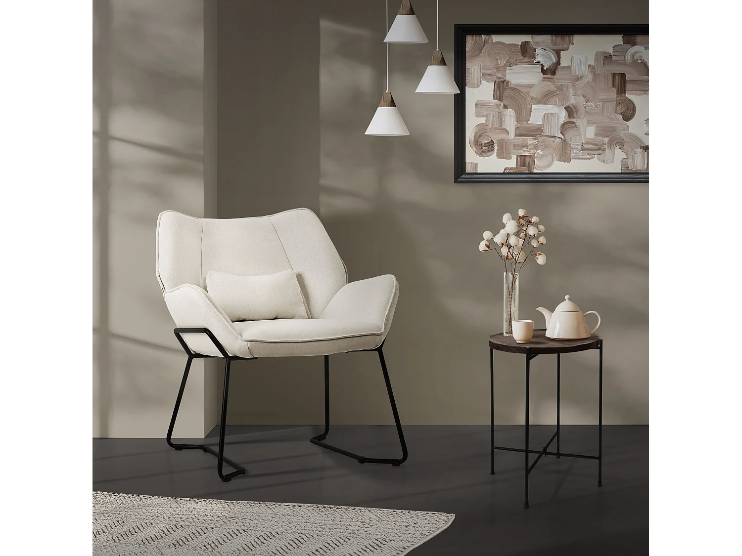 ML-Design Poltrona Lounge Beige Sedia Reclinabile con Rivestimento in Lino e Gambe in Metallo Nero Poltroncina da Salotto  Poltrona Ergonomica