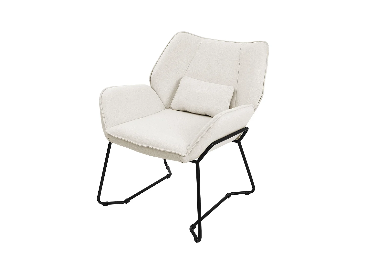ML-Design fauteuil lounge beige, fauteuil relax avec revêtement en lin et pieds métalliques noirs