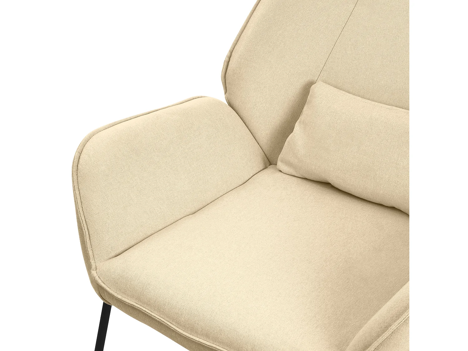 ML-Design sillón de salón Sand, Sillón de salón con tapicería de lino y patas de metal negro