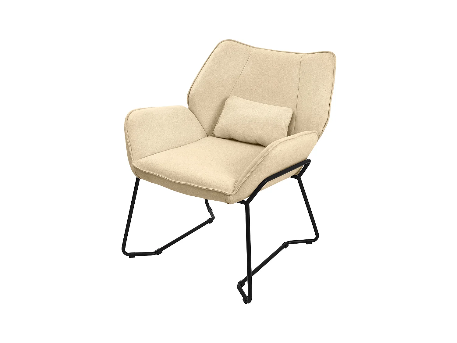 ML-Design fauteuil lounge Sand, fauteuil de relaxation avec revêtement en lin et pieds métalliques noirs