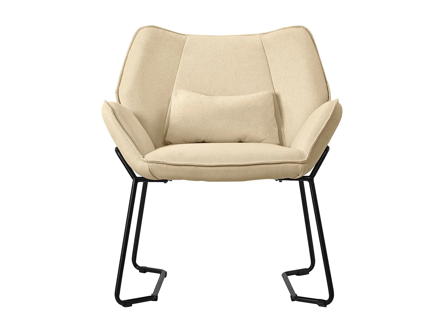 ML-Design sillón de salón Sand, Sillón de salón con tapicería de lino y patas de metal negro