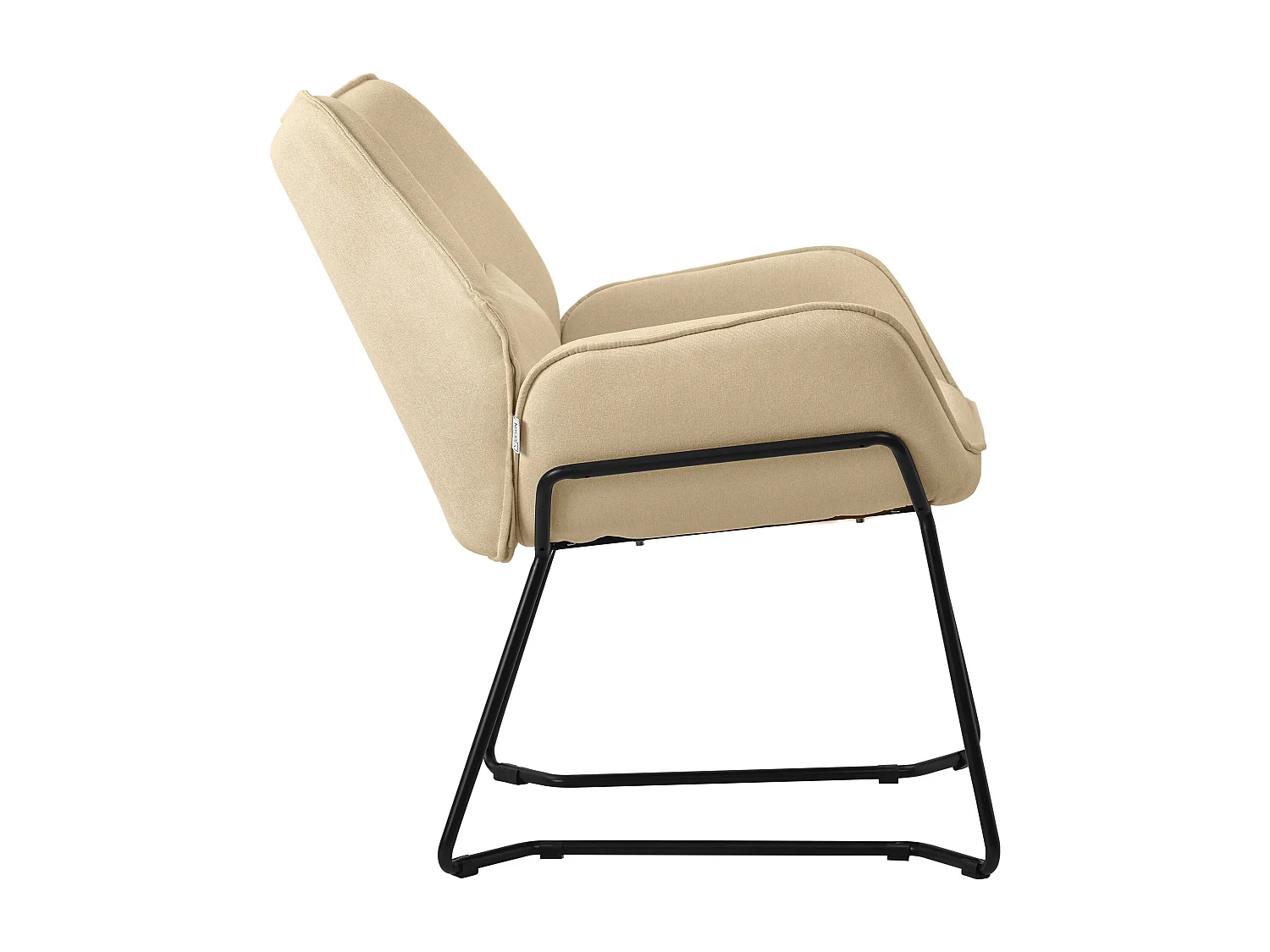 ML-Design sillón de salón Sand, Sillón de salón con tapicería de lino y patas de metal negro