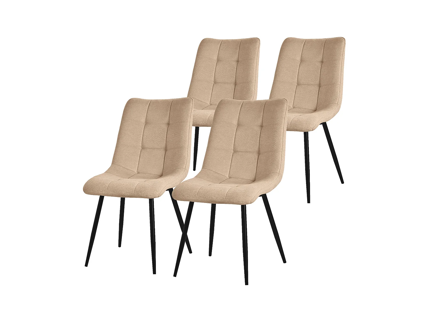 ML-Design Chaise de salle à manger set de 4 pièces marron clair, Chaise de salon avec revêtement en tissu