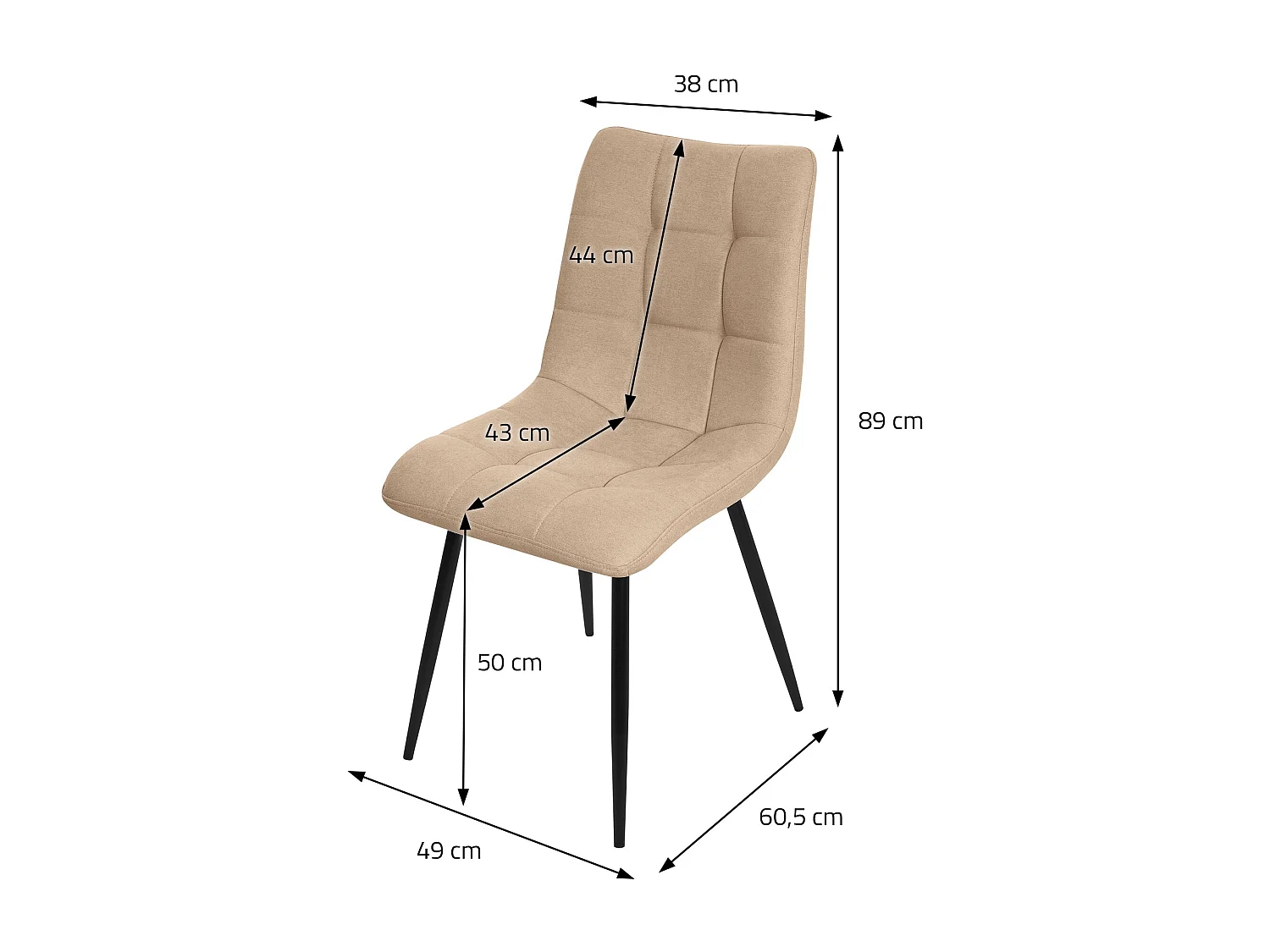 ML-Design Chaise de salle à manger set de 4 pièces marron clair, Chaise de salon avec revêtement en tissu