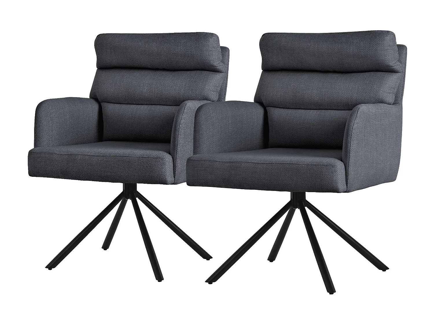 ML-Design Sillas de comedor giratorias 2er Set Antracita, Sillones de salón con reposabrazos y respaldo