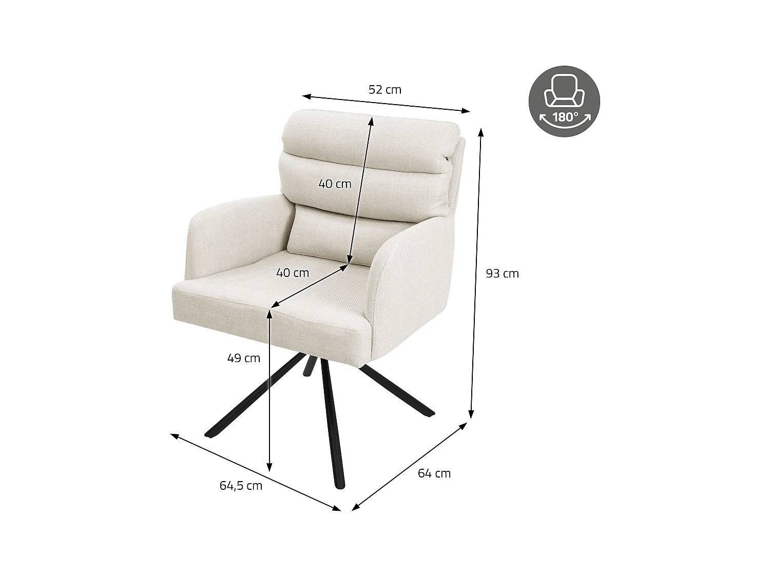 ML-Design Chaise de Salle à Manger Beige, Pivotante, Position Voiture