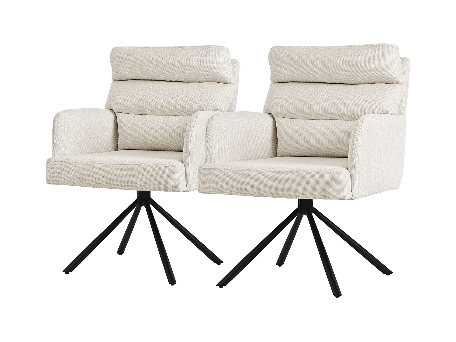 ML-Design Lot de 2 Chaises de Salle à Manger Beige, Pivotante Position Voiture