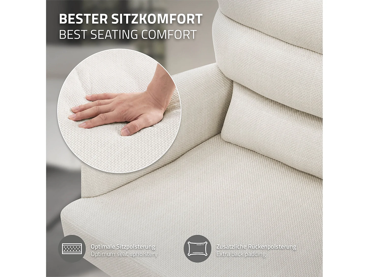 Lot de 2 chaises de salle à manger beige pivotante avec dossier et accoudoirs ergonomiques revêtement en polyester piètement en acier design élégant