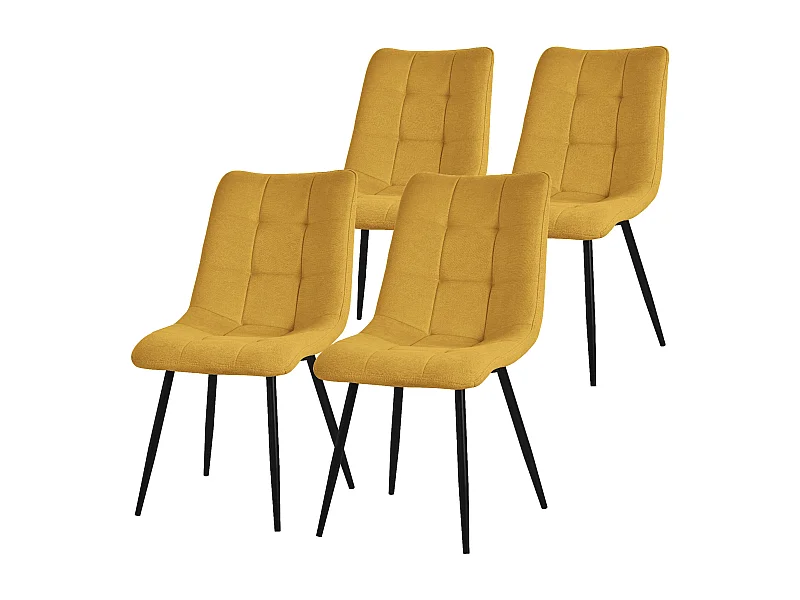ML-Design Chaise de salle à manger set de 4 pièces jaune moutarde, Chaise de salon avec revêtement en tissu