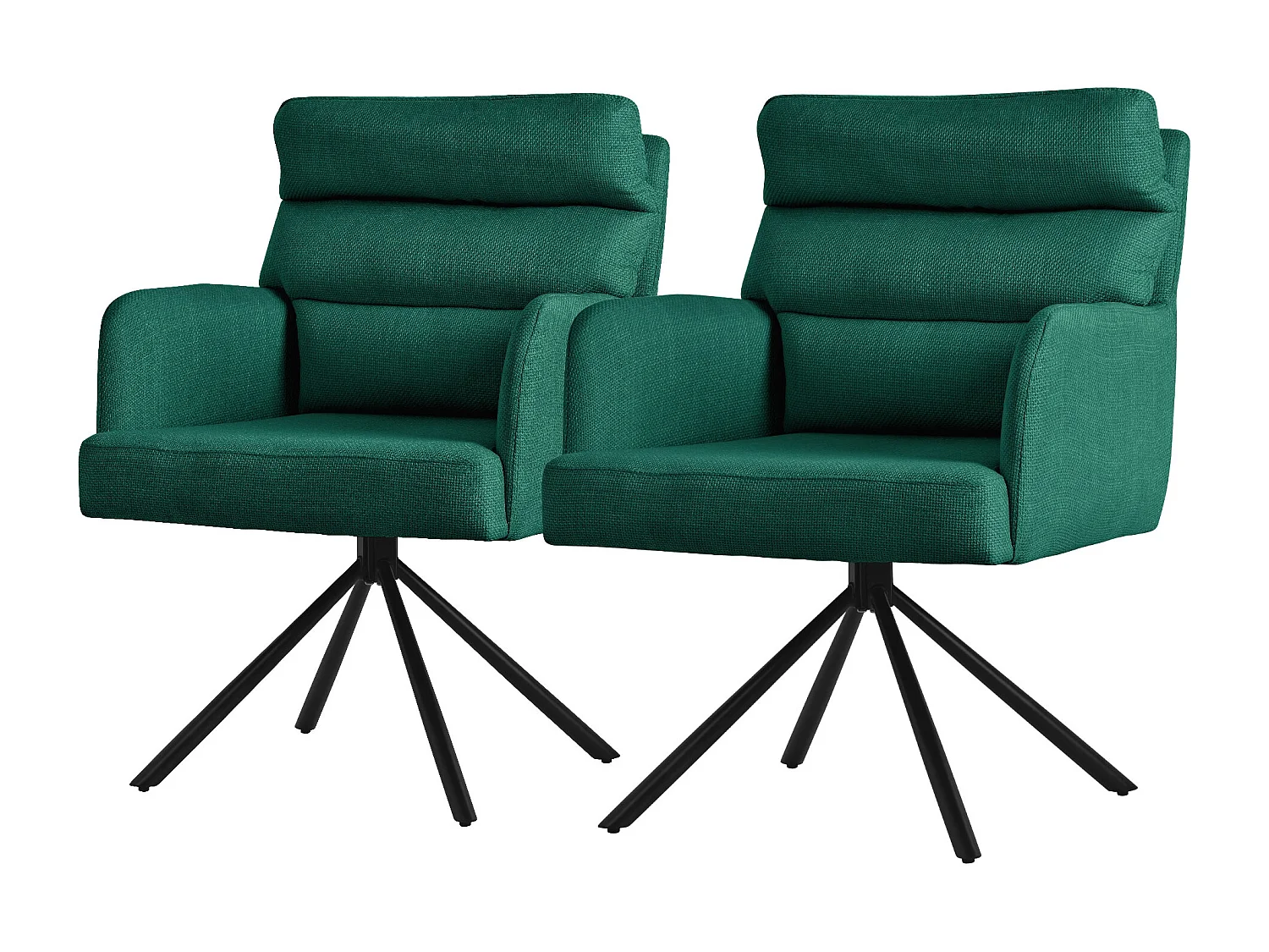 ML-Design Chaises de salle à manger pivotantes, set de 2, vert foncé, chaises de salon avec accoudoirs et dossier