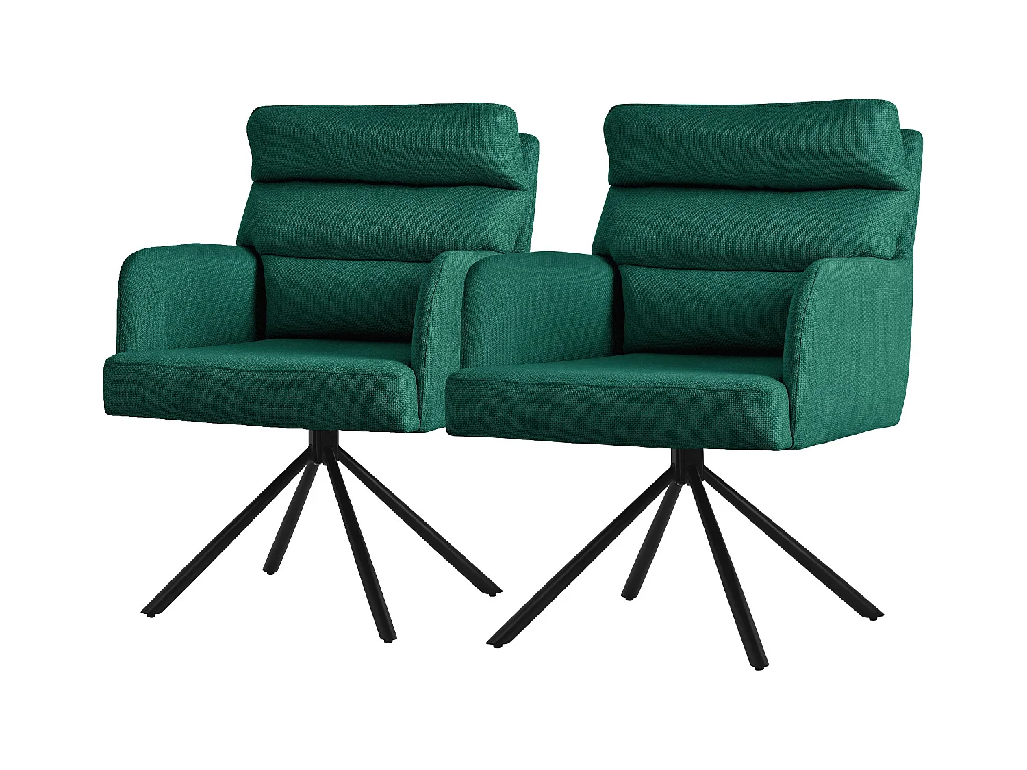ML-Design Chaises de salle à manger pivotantes, set de 2, vert foncé, chaises de salon avec accoudoirs et dossier
