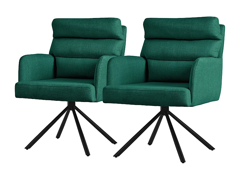ML-Design Sedie girevoli da pranzo, set di 2, verde scuro, Sedie da salotto con braccioli e schienale