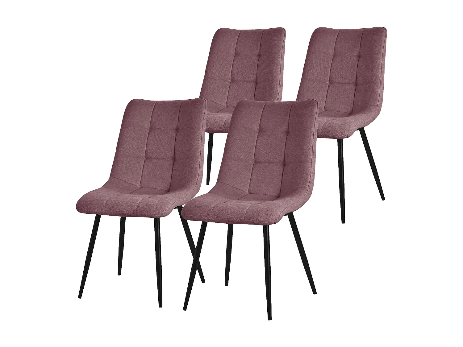 ML-Design Silla de comedor juego de 4 piezas rosa antiguo, Silla de salón con tapicería de tela