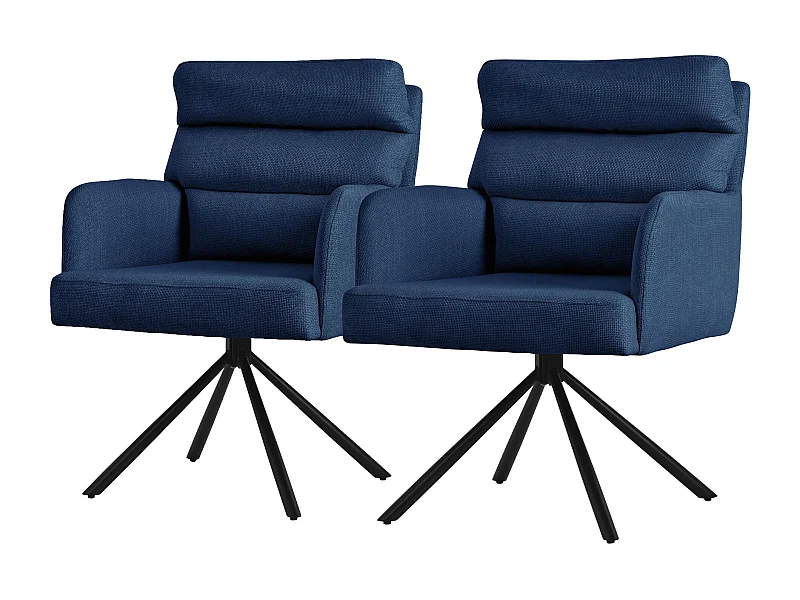 ML-Design Chaises de salle à manger pivotantes, set de 2, bleu foncé, chaises de salon avec accoudoirs et dossier