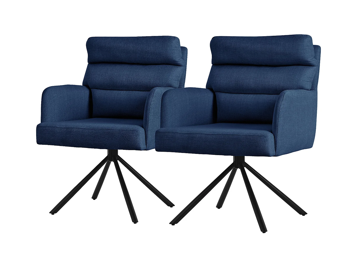 ML-Design Chaises de salle à manger pivotantes, set de 2, bleu foncé, chaises de salon avec accoudoirs et dossier