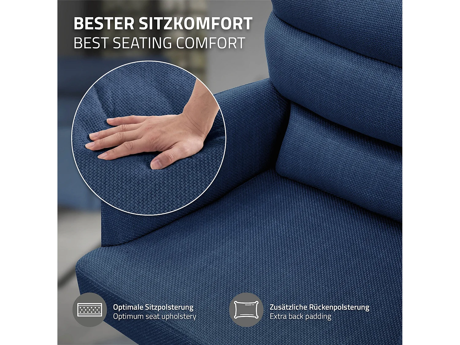 ML-Design Set 2x poltrone girevole blu scuro sedia da soggiorno braccioli e schienale poltroncina imbottita cuscino e rivestimento in poliestere sedia