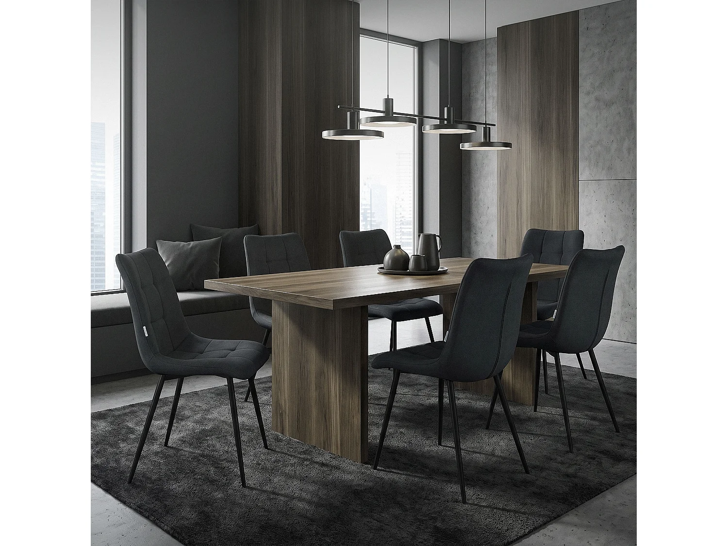 ML-Design 4x Sillas de comedor antracita asiento acolchado tapizado funda de tela suave con respaldo sillón con patas de acero para oficina