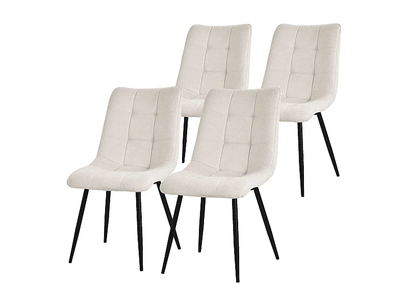 ML-Design Set di 4 sedie da pranzo Beige, Sedia da salotto con rivestimento in tessuto e gambe in metallo nero