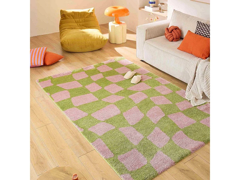 Tapis intérieur à poils longs Swing 383 vert 120 x 160 cm