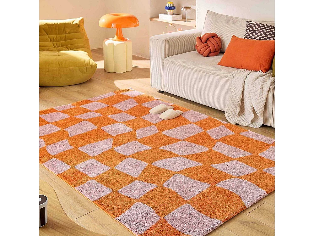 Tapis intérieur à poils longs Swing 383 orange 80 x 140 cm