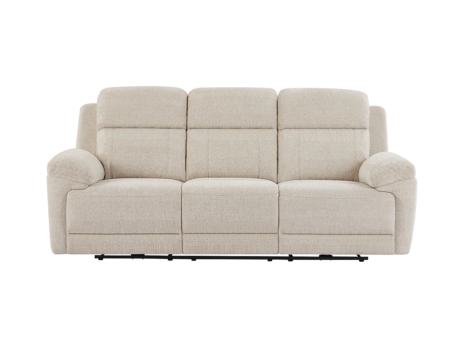 3-sits soffa med elektrisk avslappningsfunktion och bricka i melerat beige tyg KELUNO