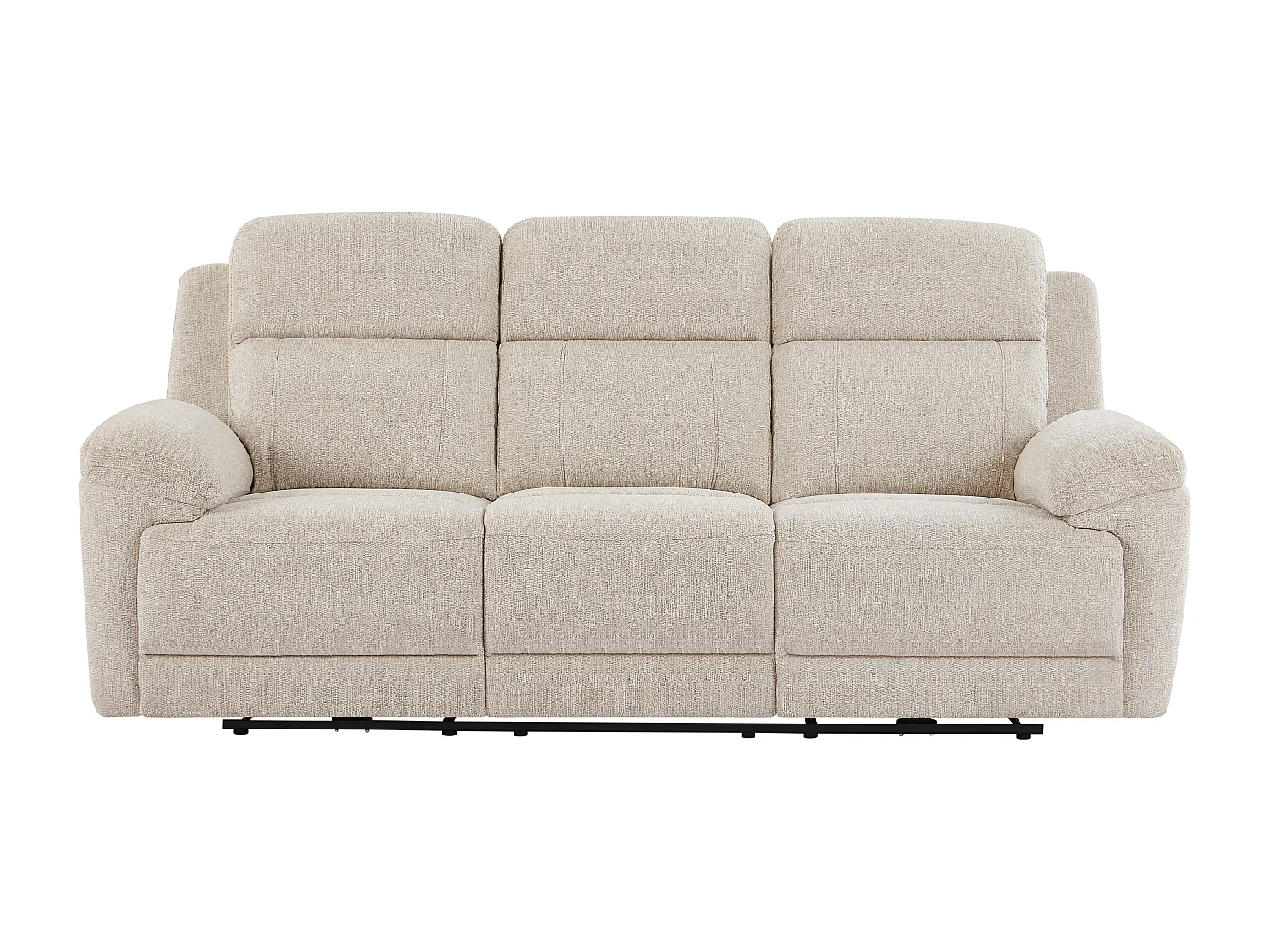 Canapé 3 places relax électrique avec tablette en tissu chiné beige KELUNO