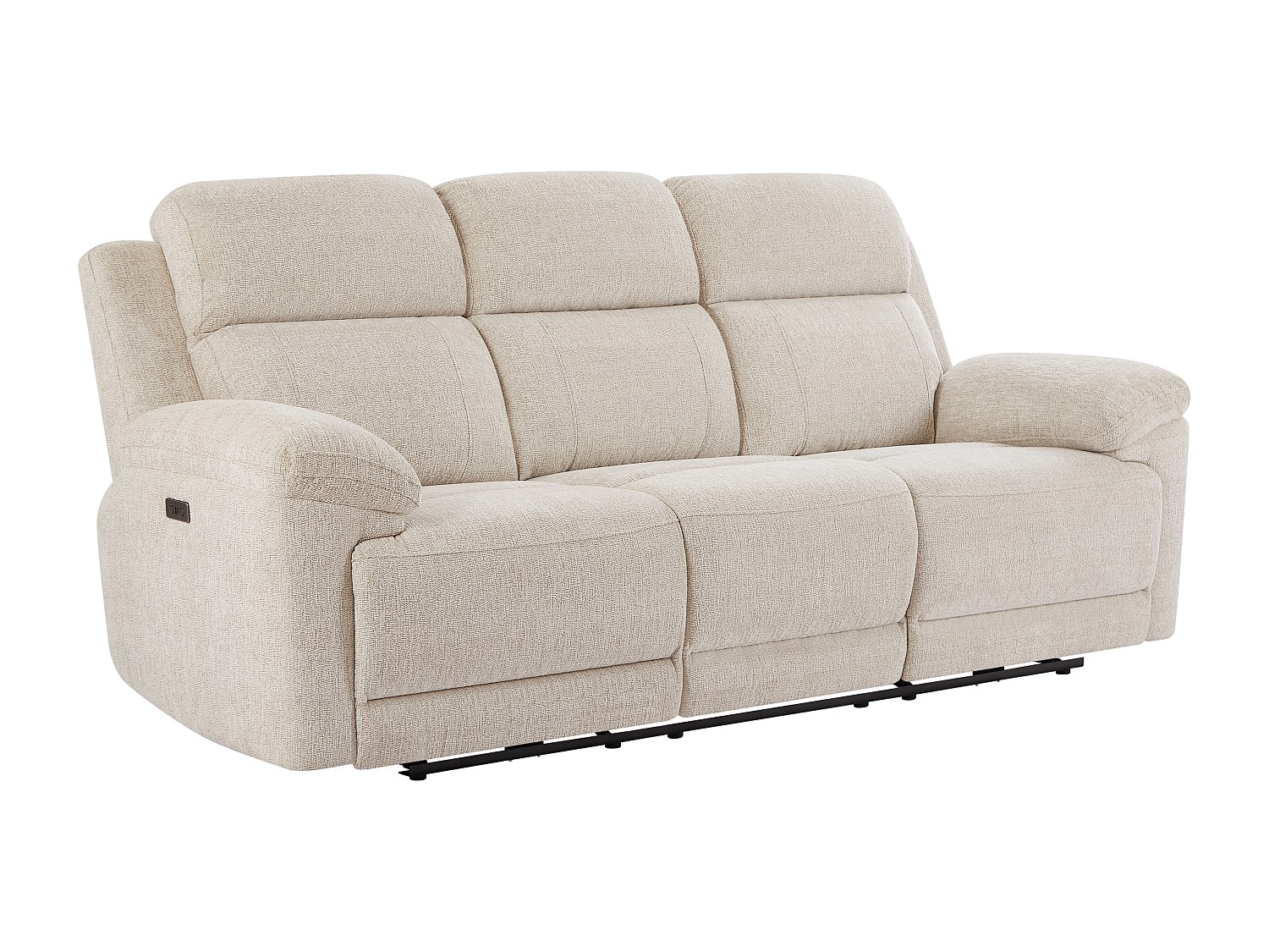 Relaxsofa elektrisch 3-Sitzer mit Ablage - melierter Stoff - Beige - KELUNO günstig online kaufen