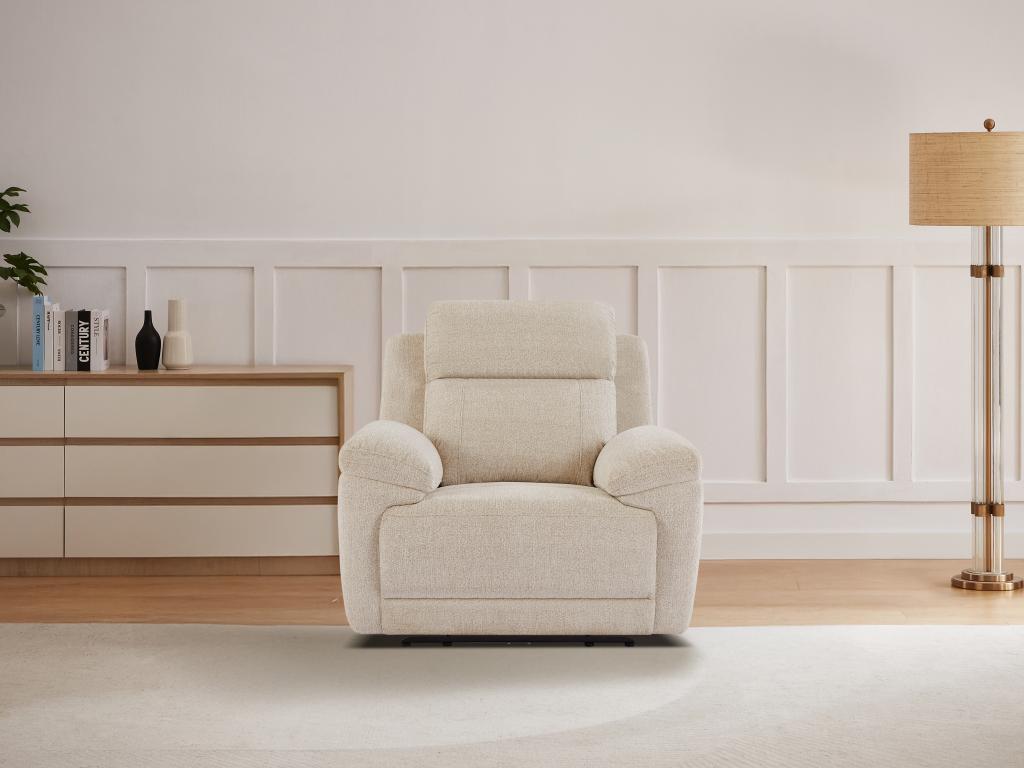 Relaxsessel elektrisch - melierter Stoff - Beige - KELUNO günstig online kaufen
