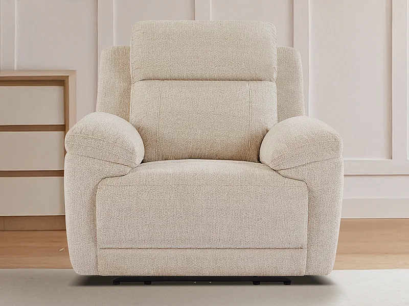 Fauteuil relax électrique en tissu chiné beige KELUNO