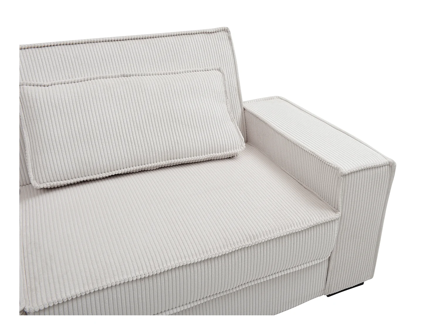 Driezitsslaapbank van beige ribfluweel FINORO