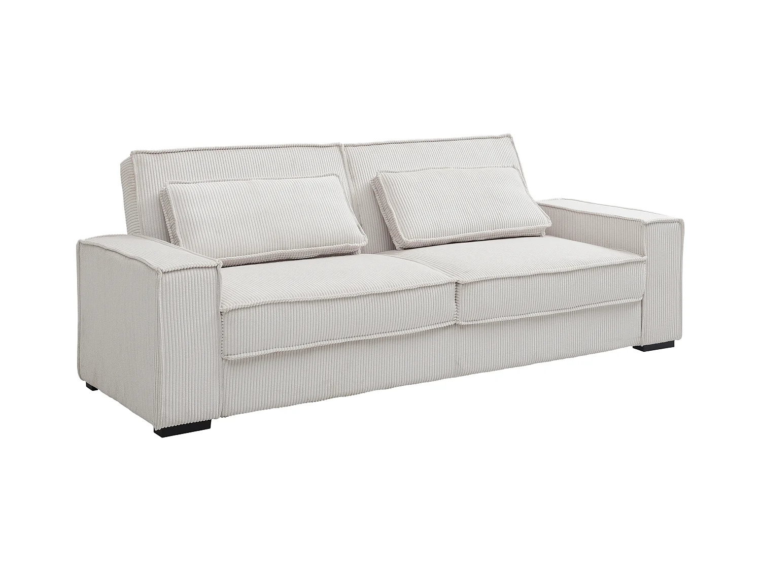 Canapé 3 places convertible en velours côtelé beige FINORO