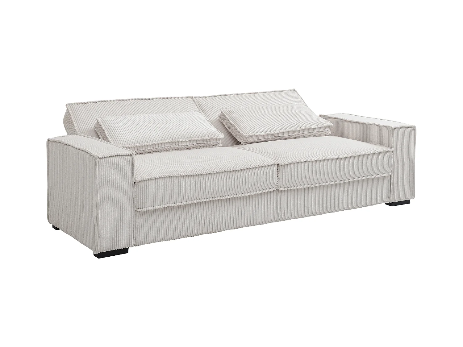Canapé 3 places convertible en velours côtelé beige FINORO