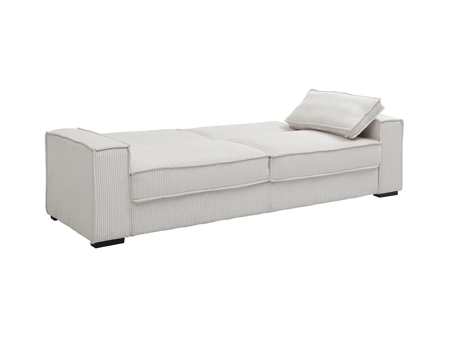 Canapé 3 places convertible en velours côtelé beige FINORO