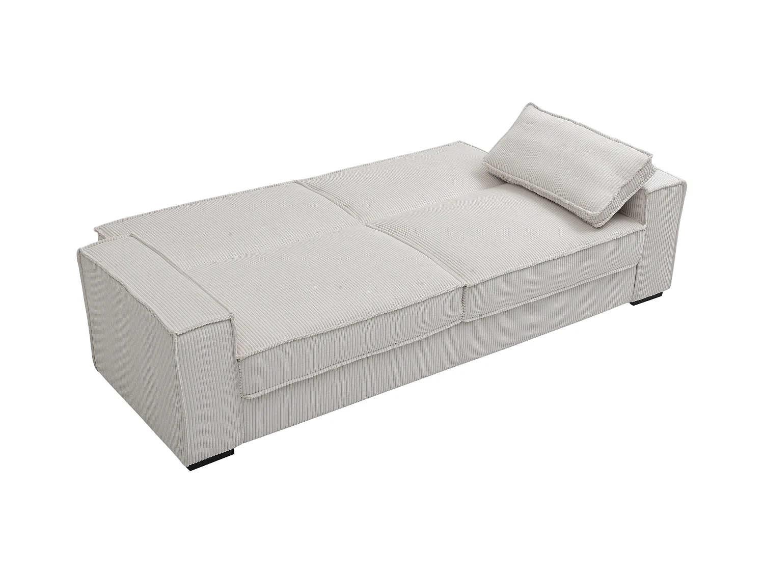 Canapé 3 places convertible en velours côtelé beige FINORO