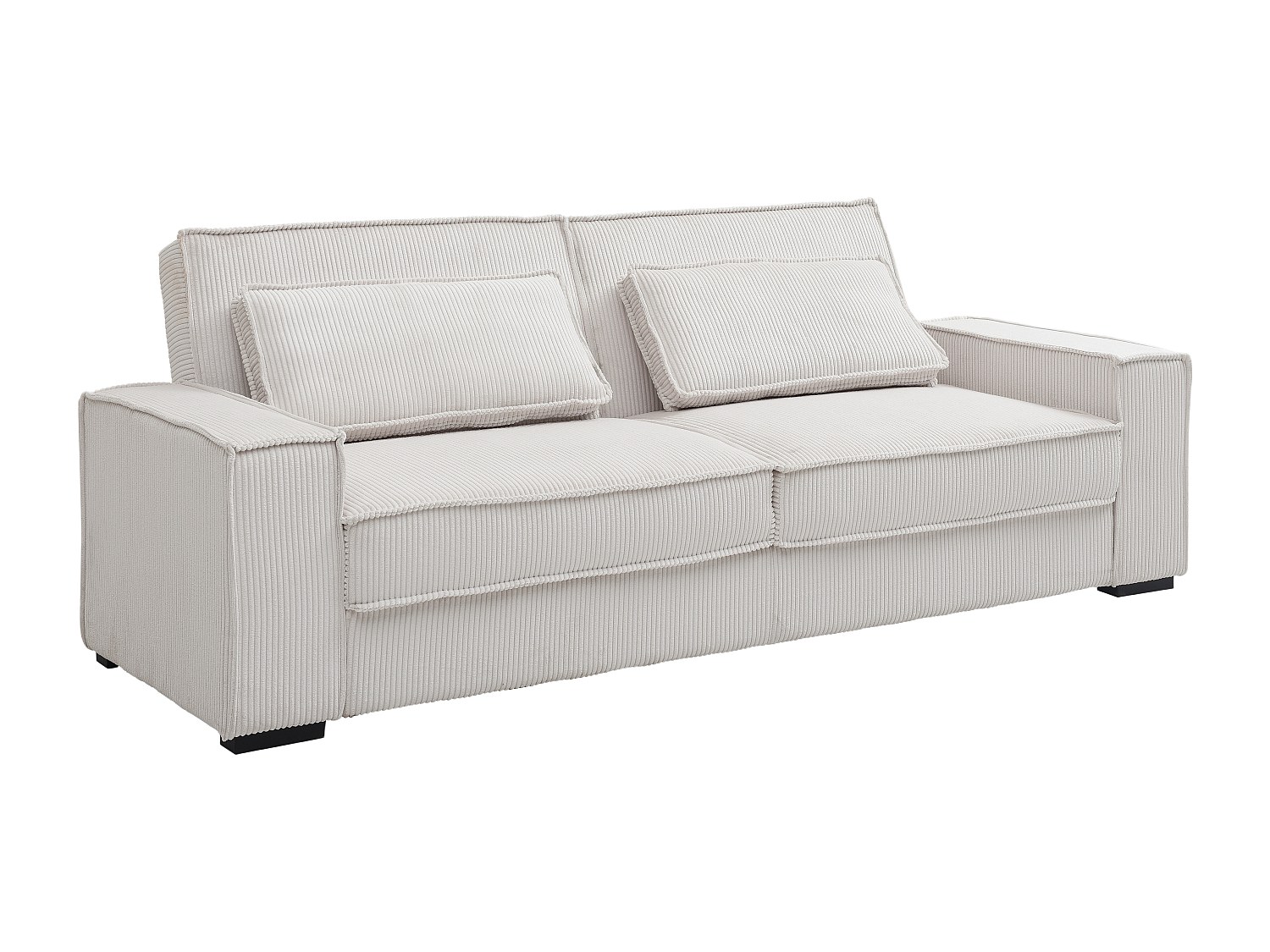 Sofa 3-Sitzer mit Schlaffunktion - Cord - Beige - FINORO günstig online kaufen